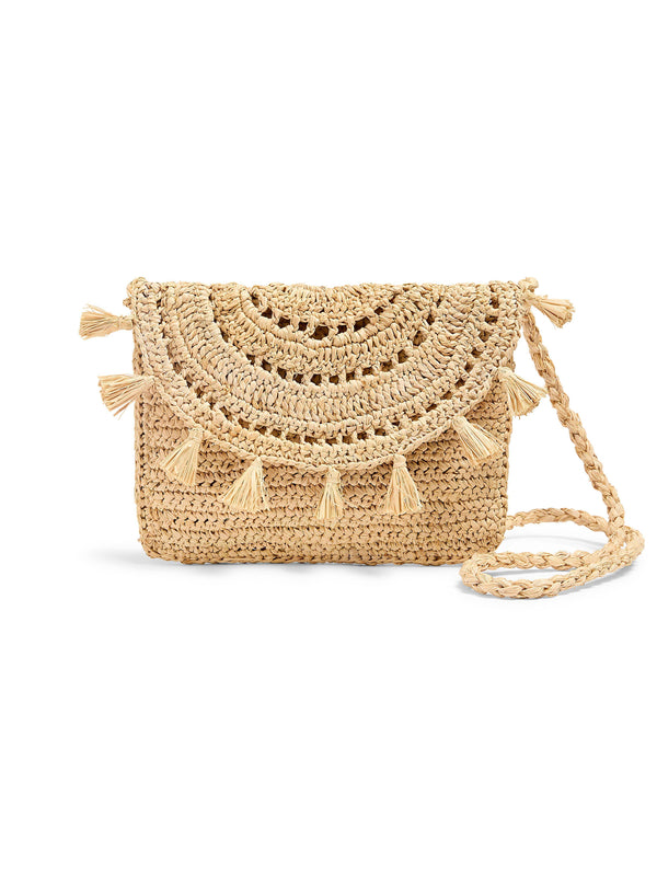 faherty Raffia Tassel Clutch - Natural Accessories Bags