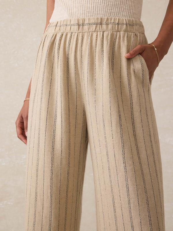 Faherty Riviera Linen Pant - Driftwood Stripe Women's Bottoms