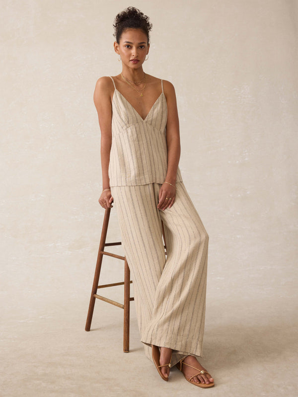 faherty Riviera Linen Pant - Driftwood Stripe Women's Bottoms