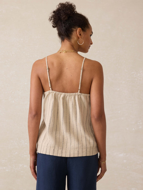 Faherty Riviera Linen Tank - Driftwood Stripe Women's Tops