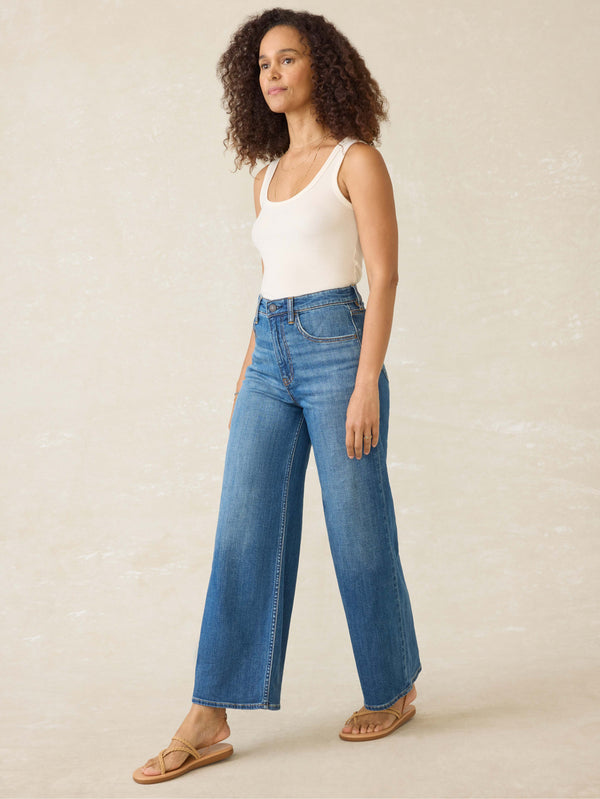 Faherty Saturday Denim Wide Leg Ankle - Indigo Coast Wash Women's Bottoms