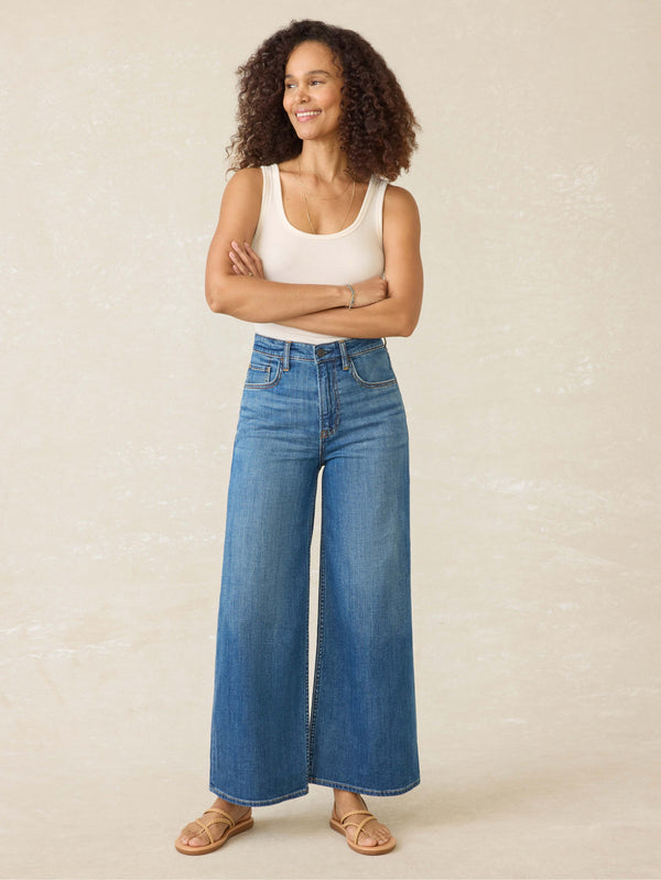 faherty Saturday Denim Wide Leg Ankle - Indigo Coast Wash Women's Bottoms