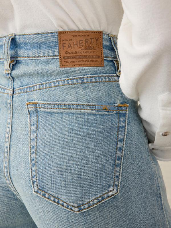 Faherty Saturday Denim Wide Leg Ankle - West Cove Wash Women's Bottoms
