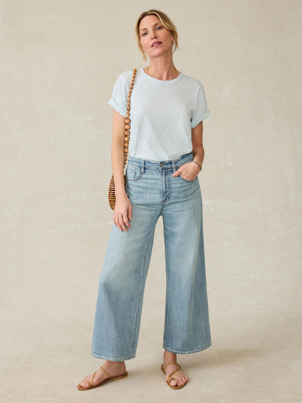 faherty Saturday Denim Wide Leg Ankle - West Cove Wash Women's Bottoms