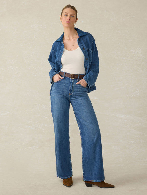 Faherty Saturday Denim Wide Leg - Indigo Coast Wash Women's Bottoms