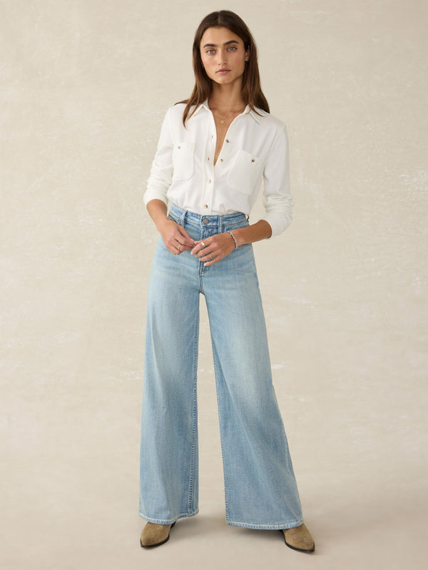 faherty Saturday Denim Wide Leg - West Cove Wash Women's Bottoms