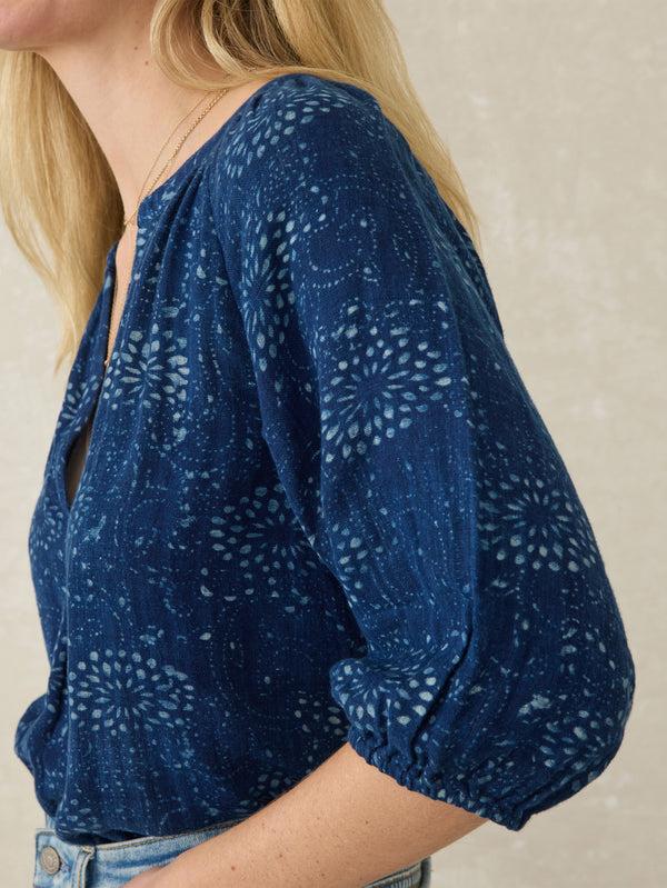 Faherty Seacliff Blouse - Indigo Isle Print Women's Tops