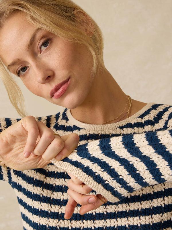 Faherty Seacoast Crochet Long-Sleeve Dress - Nice Navy Women's Dresses