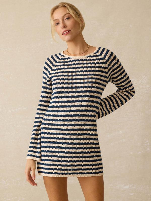 faherty Seacoast Crochet Long-Sleeve Dress - Nice Navy Women's Dresses