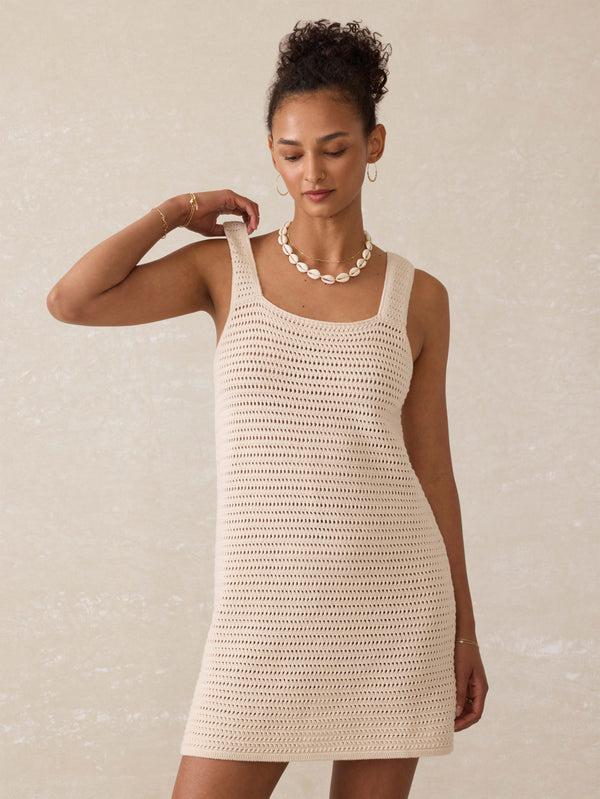 faherty Seacoast Crochet Sleeveless Dress - Cream Women's Dresses