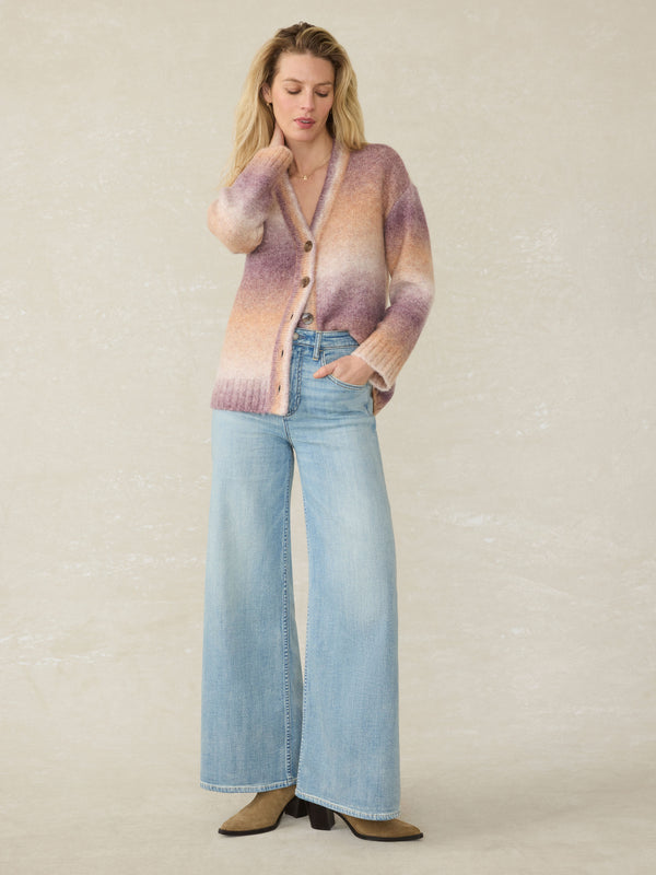 faherty Seaside Spacedye Cardigan - Amethyst Dusk Women's Sweaters