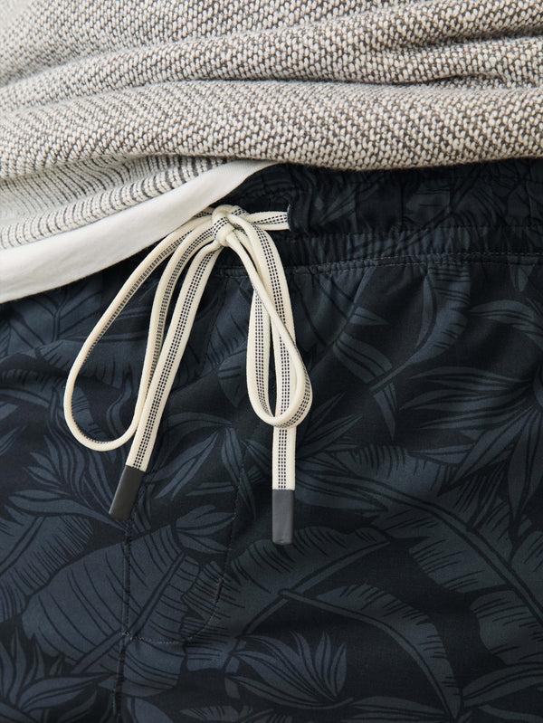 Faherty Shorelite Lined Trunk (7") - Graphite Black Leaves Men's Swim