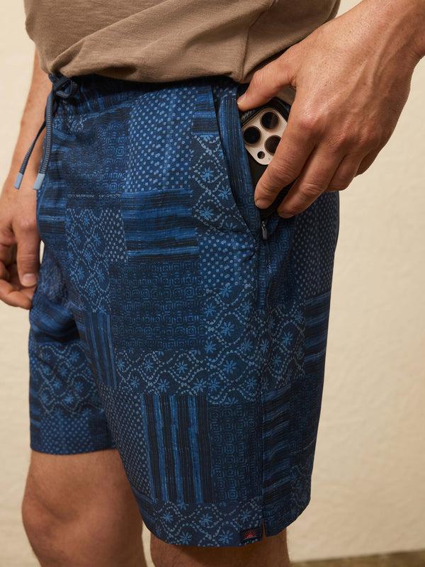 Faherty Shorelite Lined Trunk (7") - Harbor Blues Patchwork Men's Swim