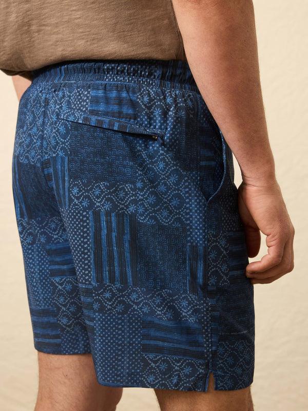Faherty Shorelite Lined Trunk (7") - Harbor Blues Patchwork Men's Swim