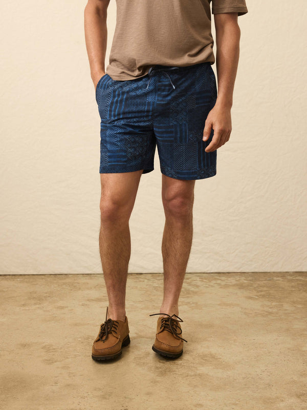 faherty Shorelite Lined Trunk (7") - Harbor Blues Patchwork Men's Swim