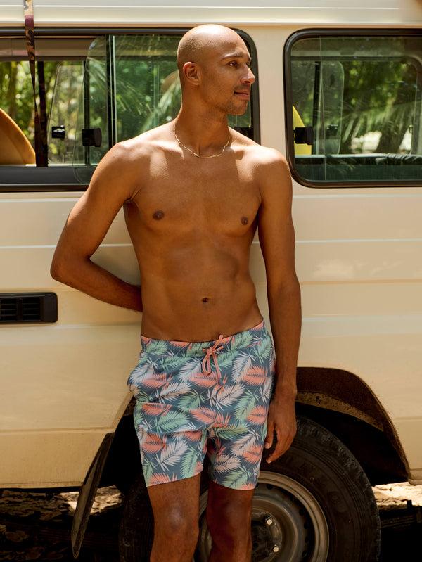 faherty Shorelite Lined Trunk (7") - Twilight Paradise Palm Men's Swim