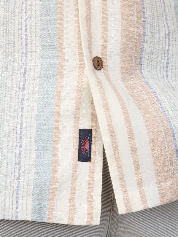 Faherty Short-Sleeve Breeze Camp Shirt - Golden Beach Stripe Men's Button Ups
