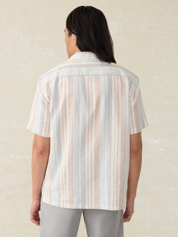 Faherty Short-Sleeve Breeze Camp Shirt - Golden Beach Stripe Men's Button Ups