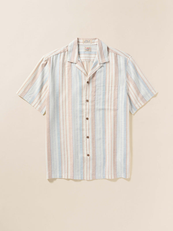 faherty Short-Sleeve Breeze Camp Shirt - Golden Beach Stripe Men's Button Ups