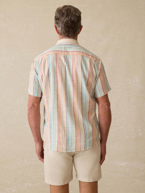 Faherty Short-Sleeve Breeze Shirt - Bay Reef Stripe Men's Button Ups
