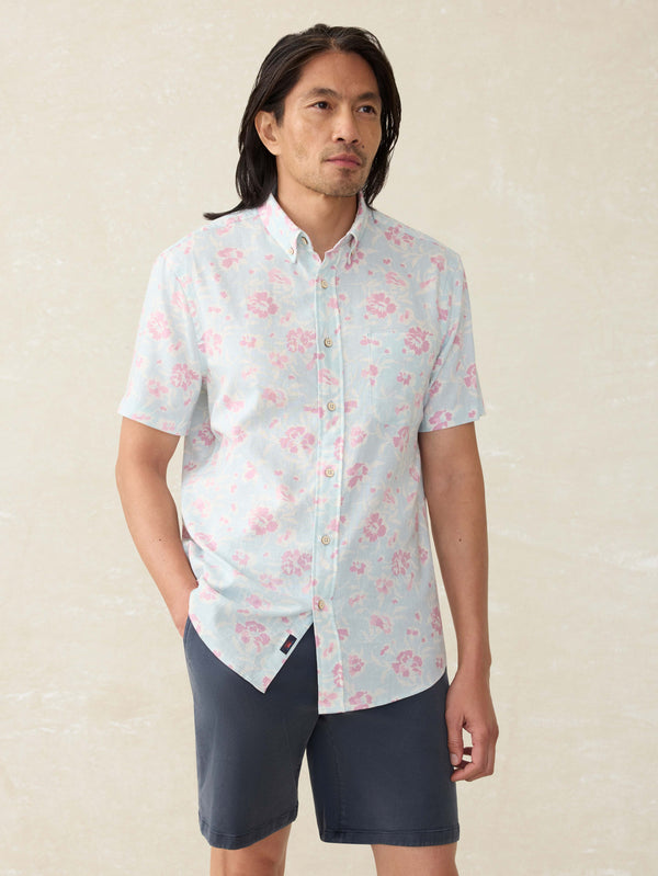 faherty Short-Sleeve Breeze Shirt - Clear Waters Blossom Men's Button Ups