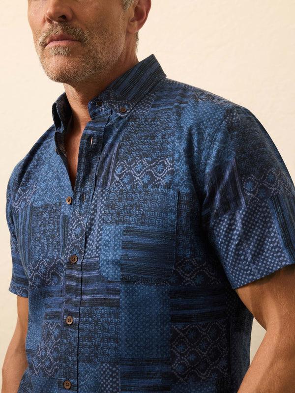 Faherty Short-Sleeve Breeze Shirt - Harbor Blues Patchwork Men's Button Ups