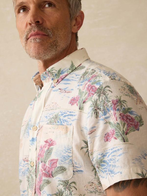 Faherty Short-Sleeve Breeze Shirt - Molokai Scenic Tropical Men's Button Ups