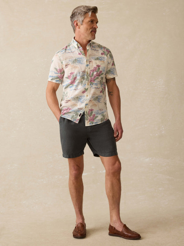 Faherty Short-Sleeve Breeze Shirt - Molokai Scenic Tropical Men's Button Ups