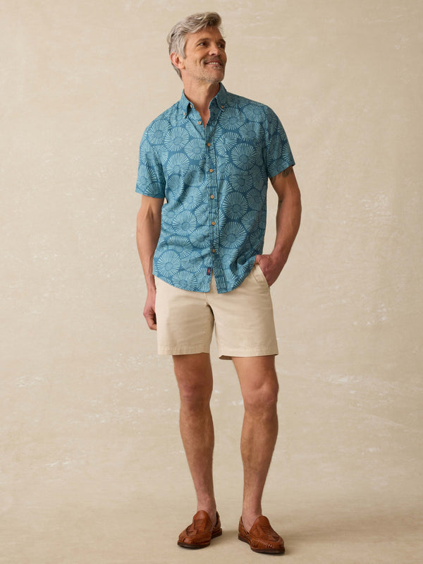 Faherty Short-Sleeve Breeze Shirt - Stormy Sea Floral Men's Button Ups