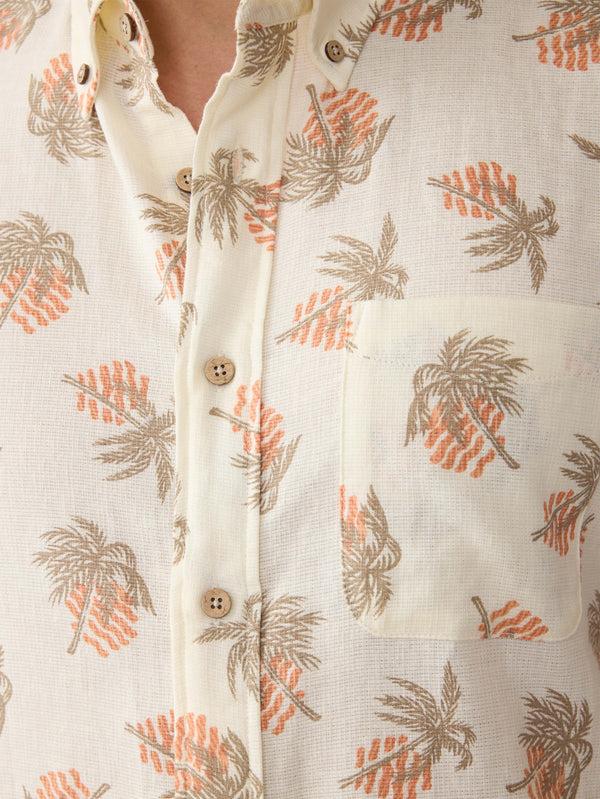 Faherty Short-Sleeve Breeze Shirt - Sunlit Palm & Waves Men's Button Ups