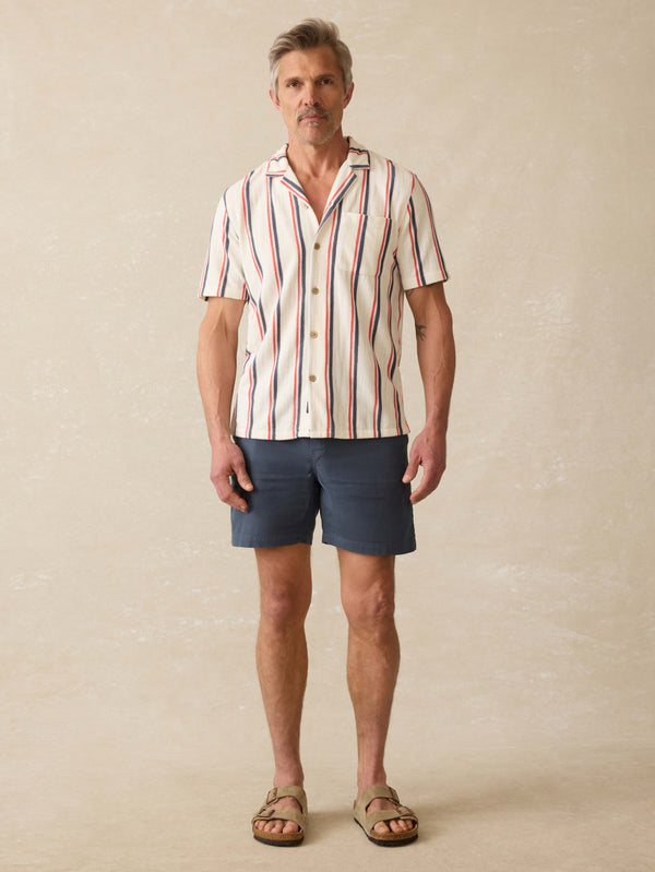 Faherty Short-Sleeve Cabana Towel Terry Shirt - Beach Club Stripe Men's Button Ups