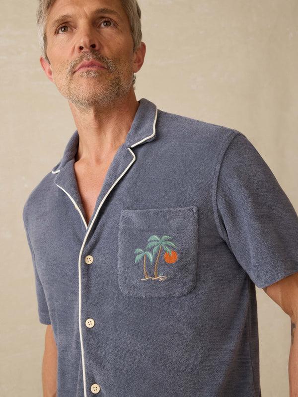 Faherty Short-Sleeve Cabana Towel Terry Shirt - Eastern Storm Men's Button Ups