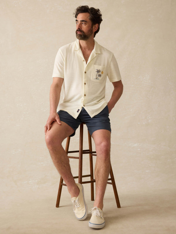 Faherty Short-Sleeve Cabana Towel Terry Shirt - South Sand Beach Men's Button Ups