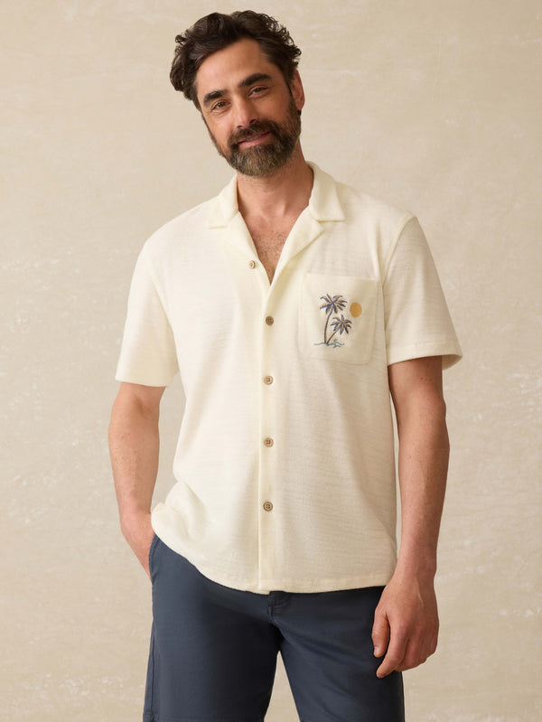 faherty Short-Sleeve Cabana Towel Terry Shirt - South Sand Beach Men's Button Ups