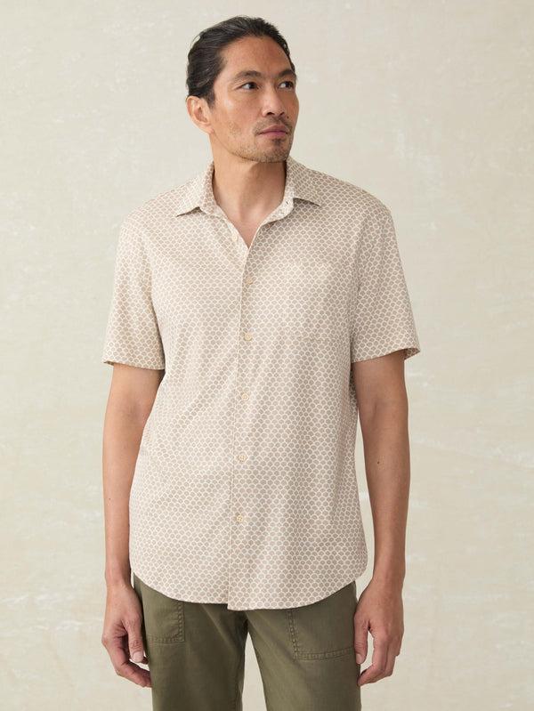 faherty Short-Sleeve Hermosa Shirt - Island Sand Fishscale Men's Button Ups