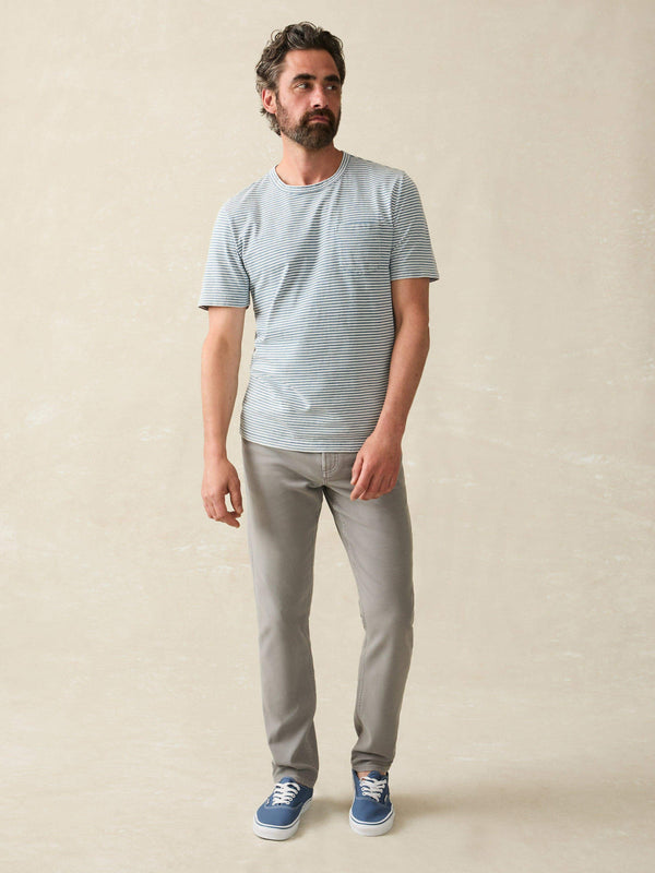 Faherty Short-Sleeve Indigo Pocket Tee - Azure Stream Stripe Men's Knits