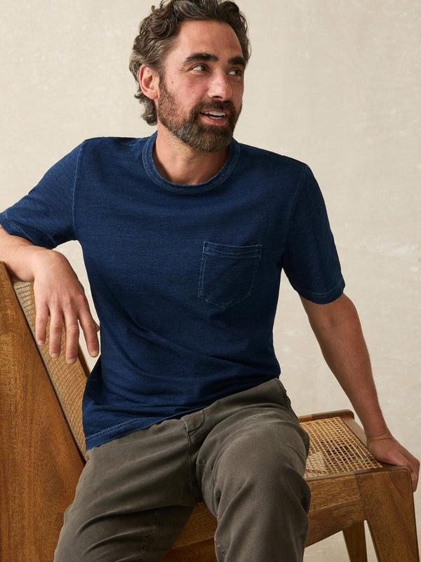 Faherty Short-Sleeve Indigo Pocket Tee - Midnight Wash Men's Knits