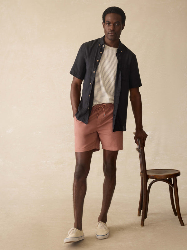 faherty Short Sleeve Laguna Linen Shirt - Ridge Black Men's Button Ups