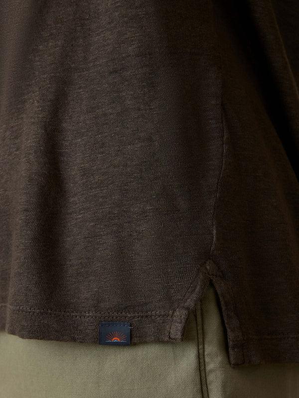 Faherty Short-Sleeve Linen Polo - Washed Black Men's Knits