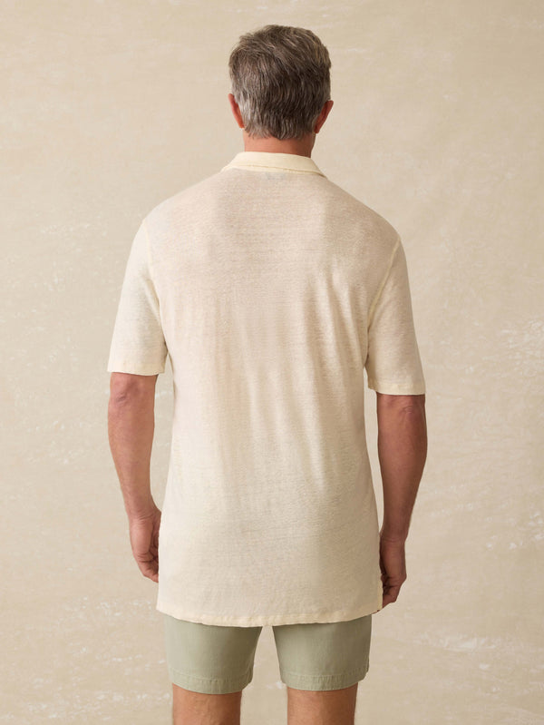 Faherty Short-Sleeve Linen Polo - Whitecap Men's Knits
