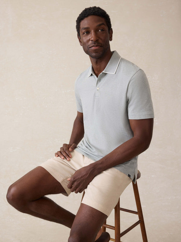 Faherty Short-Sleeve Movement Pique Polo - Moss Stone Melange Men's Knits