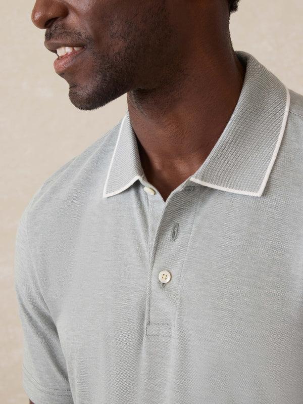Faherty Short-Sleeve Movement Pique Polo - Moss Stone Melange Men's Knits