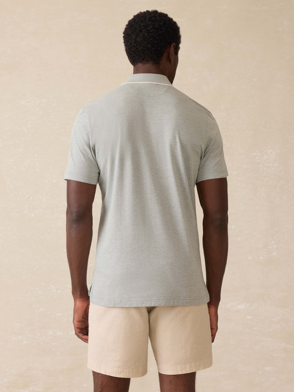 Faherty Short-Sleeve Movement Pique Polo - Moss Stone Melange Men's Knits
