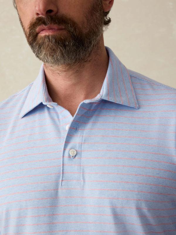 Faherty Short Sleeve Movement Polo Shirt - Vista View Stripe Men's Knits