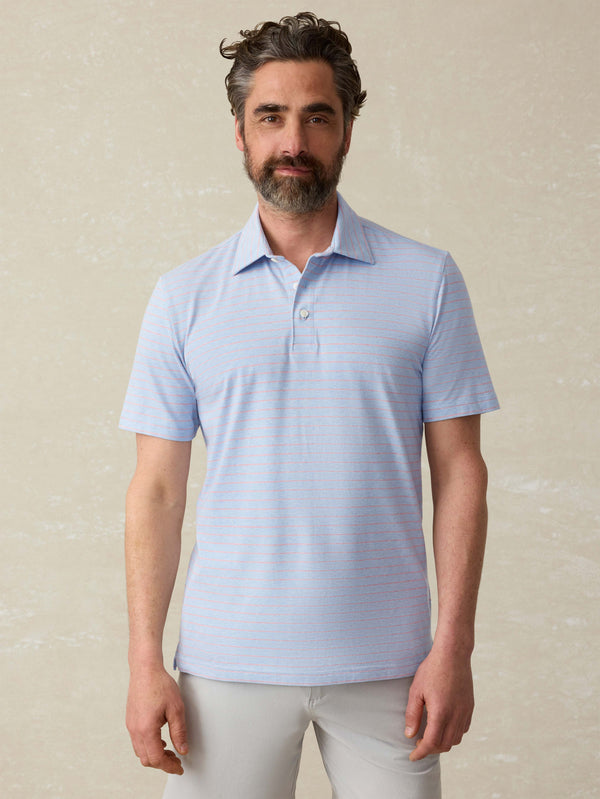 faherty Short Sleeve Movement Polo Shirt - Vista View Stripe Men's Knits