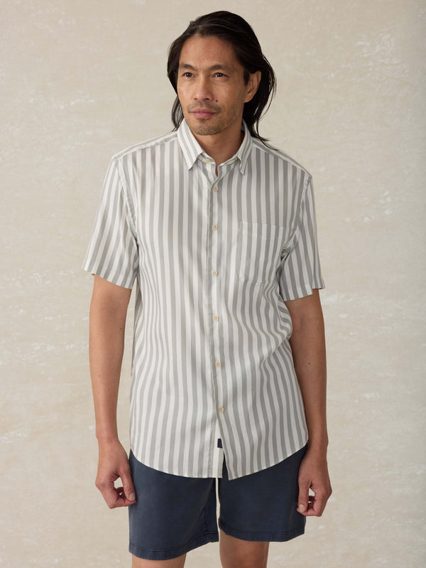 Faherty Short-Sleeve Movement™ Monterey Shirt - Clover Valley Stripe Men's Button Ups