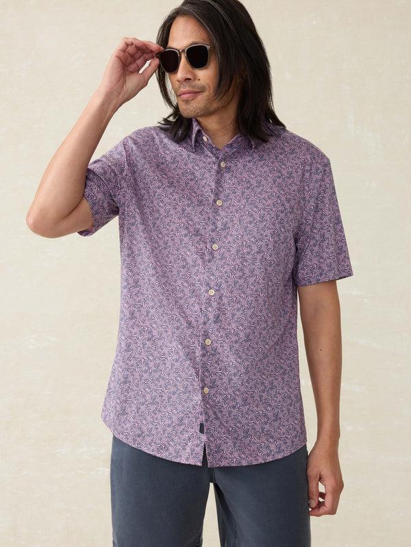 Faherty Short-Sleeve Movement™ Monterey Shirt - Lavender Sky Canopy Men's Button Ups