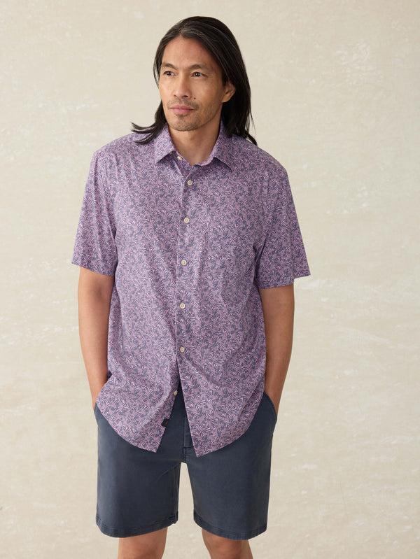 faherty Short-Sleeve Movement™ Monterey Shirt - Lavender Sky Canopy Men's Button Ups