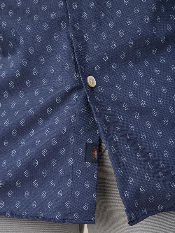 Faherty Short-Sleeve Movement™ Monterey Shirt - Navy Dusk Diamond Men's Button Ups