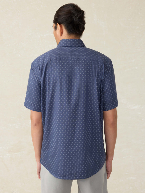 Faherty Short-Sleeve Movement™ Monterey Shirt - Navy Dusk Diamond Men's Button Ups